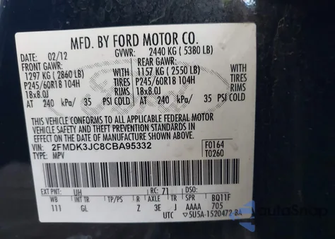 2012 Ford Edge Sel z USA, uszkodzony, nr VIN 2FMDK3JC8CBA95332